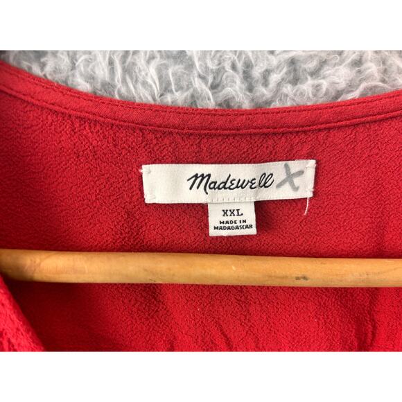 Madewell Women’s Drapey Open-Front Blouse – Red – Size XXL - Picture 7 of 8